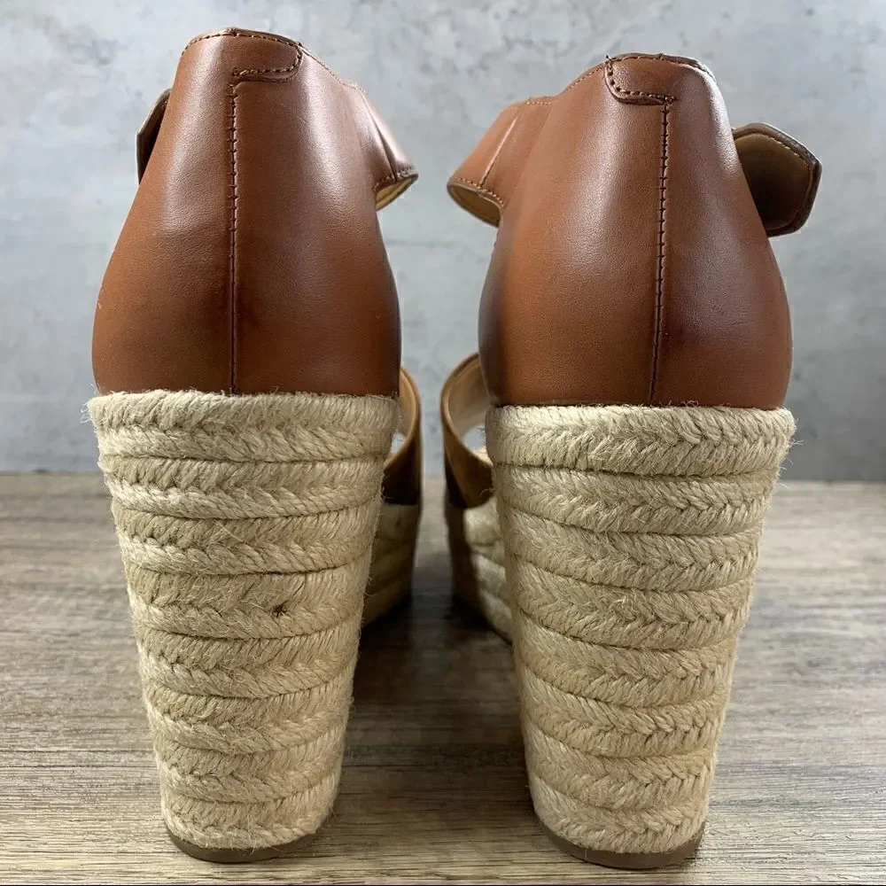 ‎Nine West~”Adell8” Women’s Brown Jute Wedge Heel Sandal~Size 10M~NWOT